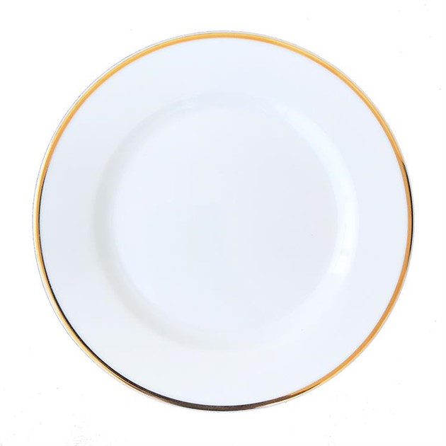 Vit tallrik med guldkant Ø 19 cm