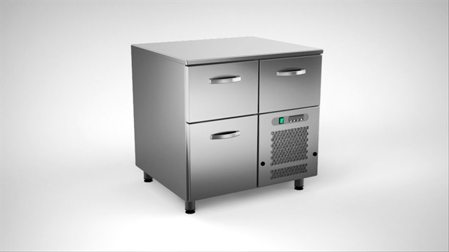 Kylbänk för öl/läskbackar 800mm, 3 lådor