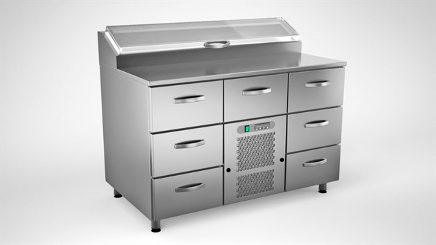 Kallskänkbänk 1200mm, 7 lådor