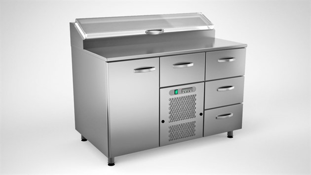 Kallskänkbänk 1200mm, 1 dörr, 4 lådor