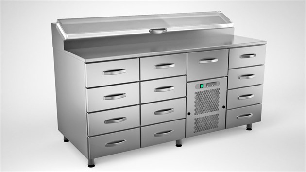 Kallskänkbänk 1600mm, 13 lådor