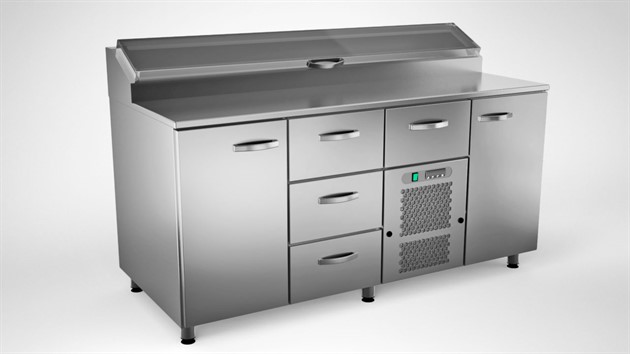 Kallskänkbänk 1600mm, 2 dörrar, 4 lådor