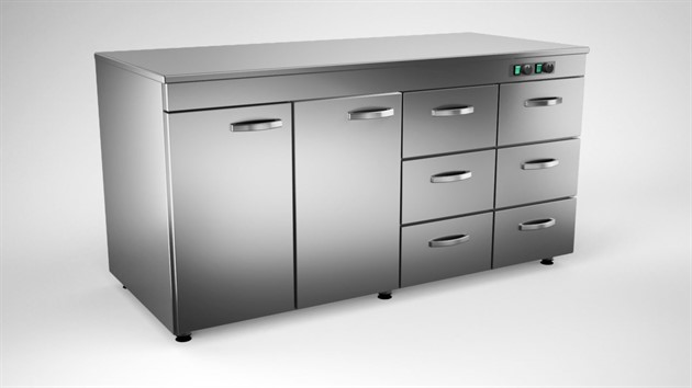 Värmeskåp 1600mm, 2 dörrar, 6 lådor