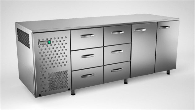 Kylbänk 2000mm, 2 dörrar, 6 lådor